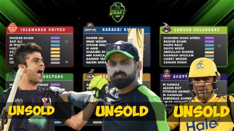 Psl 8 Draft All Team Complete Squads Ahmed Shehzad Unsold Psl