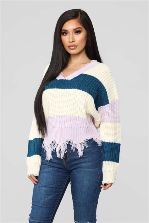 Ashley Stripe Sweater Lavender Combo Fashion Nova Outfits Fashion