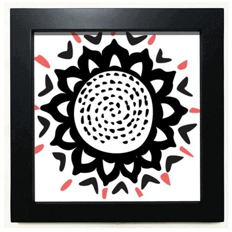 No No Sunflower Outline Mexico Totems Celebrate Black Square Frame