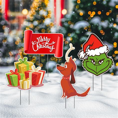 Amazon Whoville Christmas Yard Signs Set Of 4 Grinch