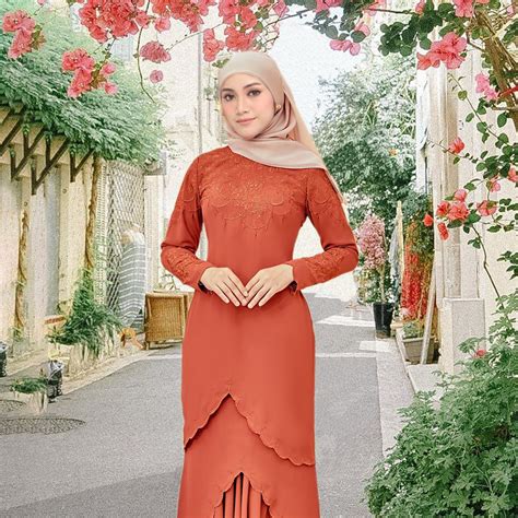 Salum Baju Kurung Moden Baju Raya Embroidery Chiffon Nikah Tunang