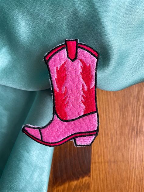 Pink Cowgirl Boot Patch Carissaofthesea Embroidery