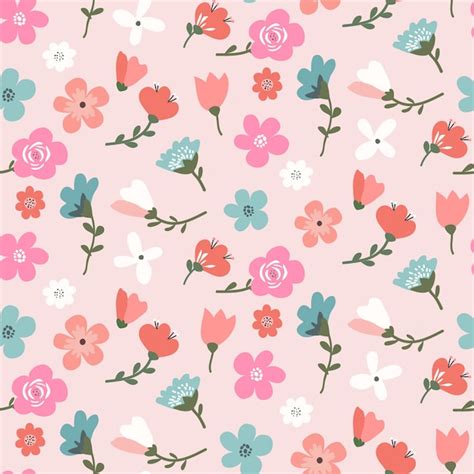 Premium Vector Seamless Floral Pattern Design With Cute Colorful Flowers