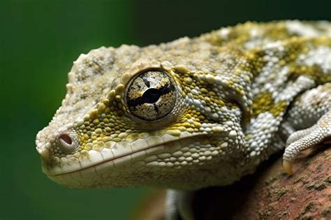 Um Close Up Do Rosto De Uma Lagartixa Foto Premium