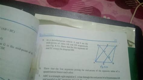 Ab Bc In A Parallelogram Abcd E And F Are The Mid Points Of Sides Ab