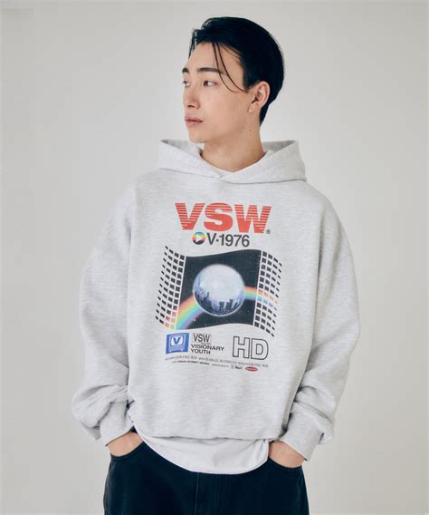 Vsw Retro Vhs Hoodie Light Gray 비전스트릿웨어