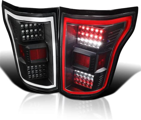 Spec D Tuning Red Smoke Lens Led Bar Tail Lights Compatible With 2015 2017 Ford F