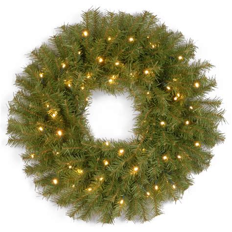 24 Inch Norwood Fir Wreath With Battery Operated Warm White Led Lights