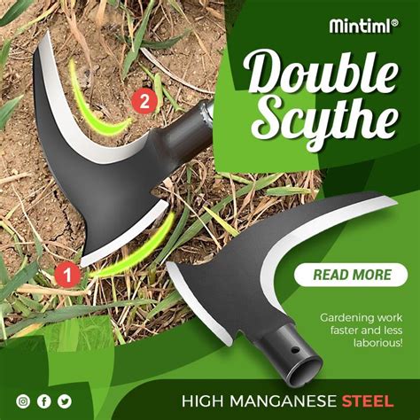 Mintiml High Manganese Steel Double Head Scythe Handheld Gardening