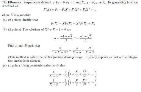 Solved The Fibonacci Sequence Is Defined By F00f11 And