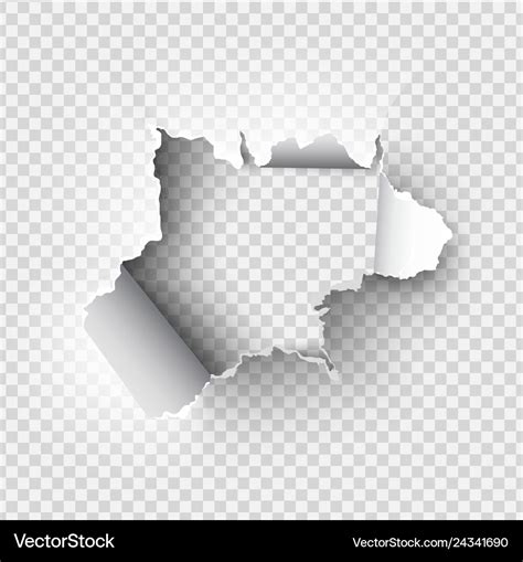 Ragged Hole Torn In Ripped Paper On Transparent Vector Image