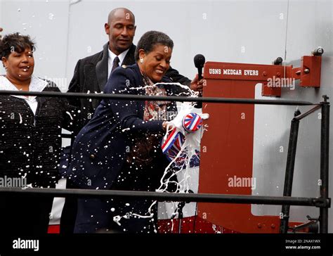 Myrlie Evers Williams Right Christens The U S Navy S Newest Supply Ship The Usns Medgar