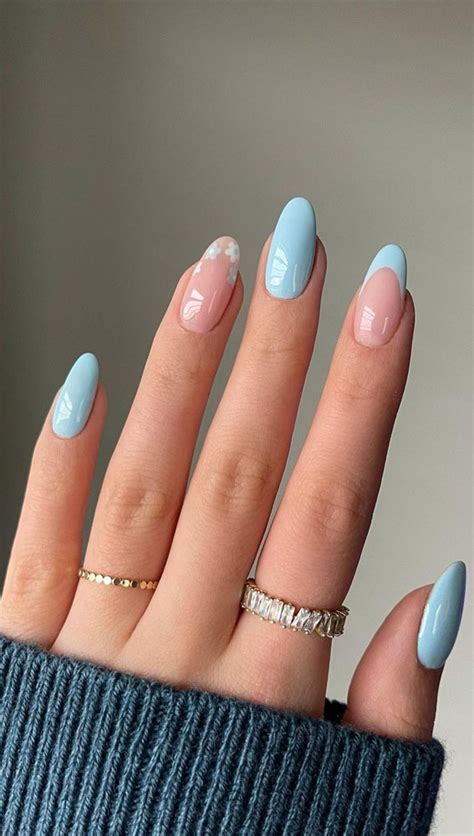 Sky Blue French Tip Nails 1 Fab Mood Wedding Colours Wedding