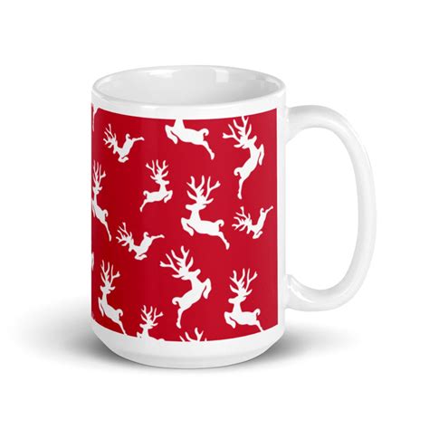 Red Mug With Reindeer Reindeer Mug Funny Christmas Mug Etsy