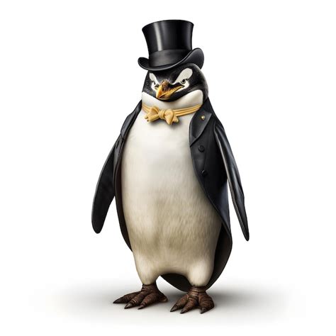 Premium AI Image Penguin Wearing A Top Hat And A Bow Tie Generative AI