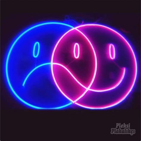 Üzgün Mutlu Emoji Dekoratif Neon Led Tablo Neon Duvar