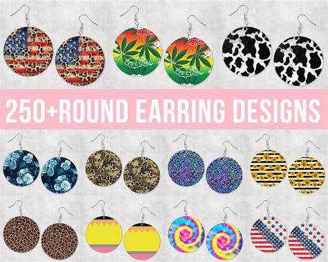 250 Round Earring Sublimation Designs Bundle Circle Sublimation