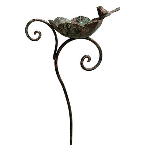 Bain Oiseau Planter Abreuvoir Oiseaux Fonte Vert Antique Mangeoire