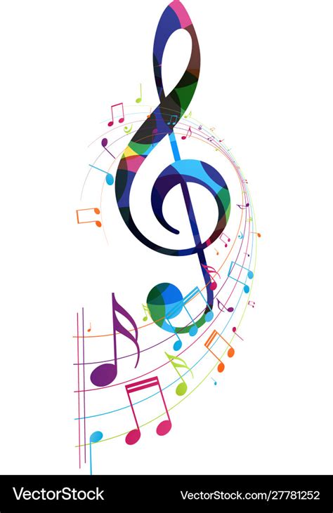 Colorful music notes background isolated on white Vector Image