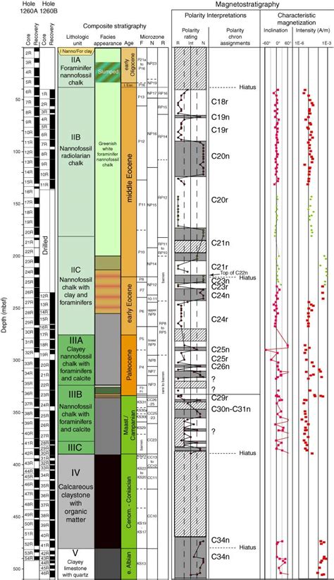 Figure F12. Magnetostratigraphy and characteristic directions of Albian and Campanian–middle ...