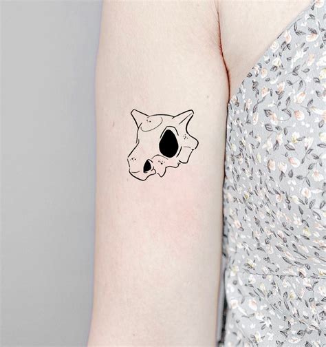 Cubone Skull Temporary Tattoo Fake Tattoo Waterproof Tattoo Etsy