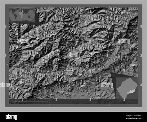 Qacha S Nek District Of Lesotho Bilevel Elevation Map With Lakes And