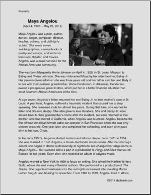 Maya Angelou Biography - Black History Month Resources - Elementary ...