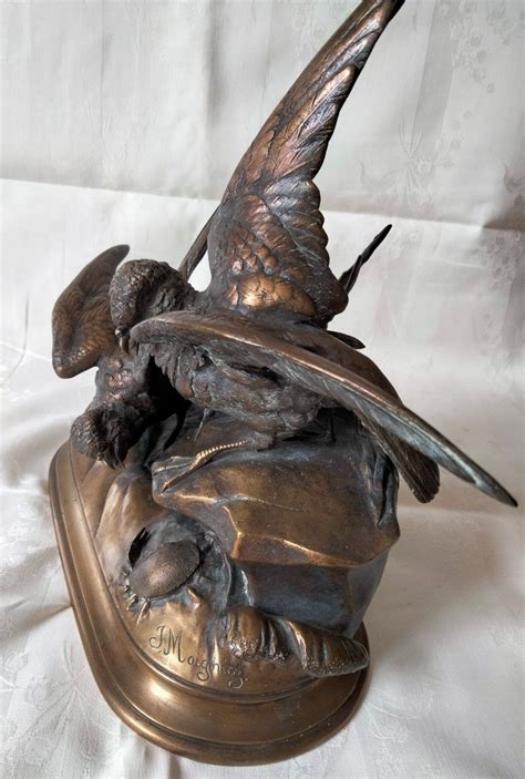 Proantic Sculpture En Bronze Oiseaux Au Crabe Par Jules Moigniez F