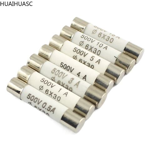 5pcs Ceramic Fuse 6x30mm 500V F 500mA 0 5A 1A 2A 3A 4A 5A 10A 15A Quick