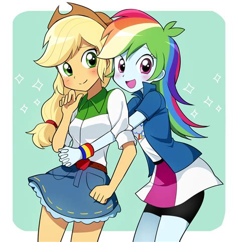 Applejack And Rainbow Dash Equestria Girls Drawn By Ryuu Bronibooru