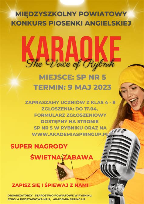 Konkurs piosenki angielskiej karaoke zapisz się i śpiewaj z nami