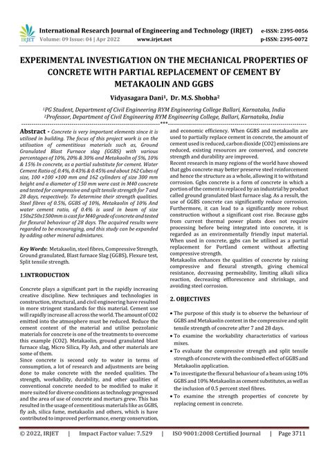 EXPERIMENTAL INVESTIGATION ON THE MECHANICAL PROPERTIES OF CONCRETE