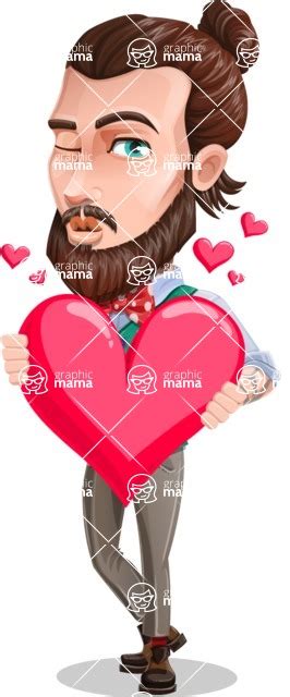 Guy With Man Bun Cartoon Vector Character Love Graphicmama