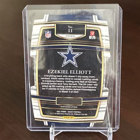 2021 Select Ezekiel Elliott Concourse 11 Green And Yellow Prizm Die