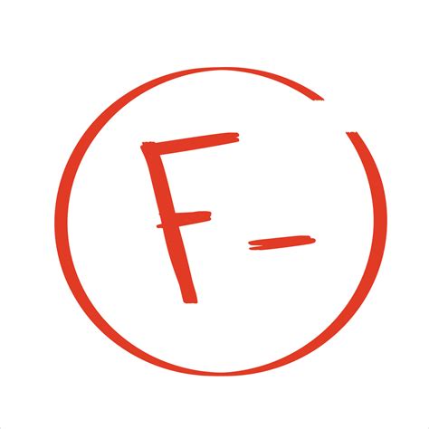 Grade Result F Minus Fail Red Letter In Circle Vector Art At