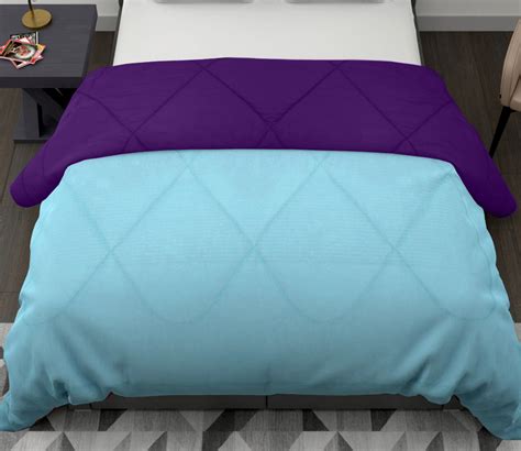 Buy Purple And Aqua 120 GSM All Weather Reversible Double Bed Quilt at ...