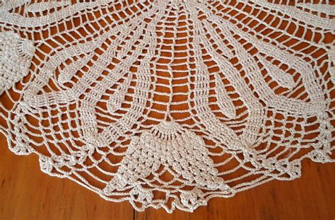 Crocheted Doily Vintage Doilys Large Ecru Centerpiece A262 Etsy Canada