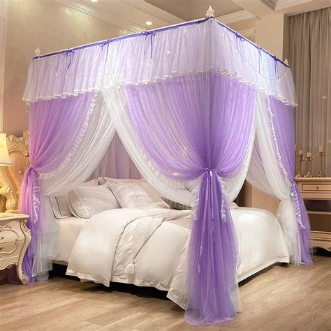 Amazon Mengersi Canopy Bed Curtains With Lights 4 Corner Bed