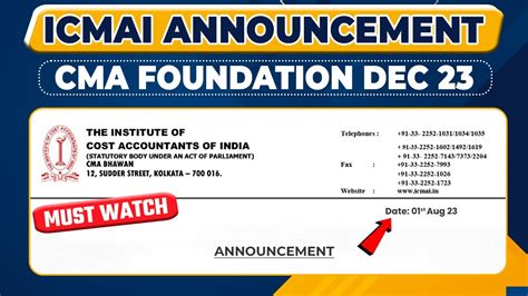 Icmai Announcement Cma Foundation Dec Icmai Important Update