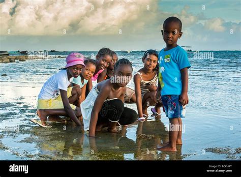 Mauritius Rodrigues Island Anse Enfer Mourouk Creole Group Children