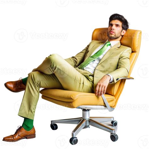 Confident Businessman In Suit Sitting On Office Chair 46571509 Png