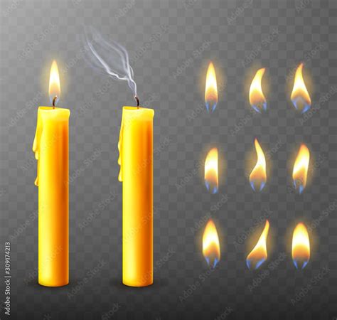 Burning Candle With Dripping Or Flowing Wax Realistic Vector