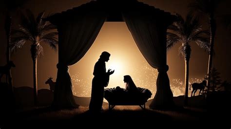 Premium AI Image | Jesus born silhouette in Bethlehem manger