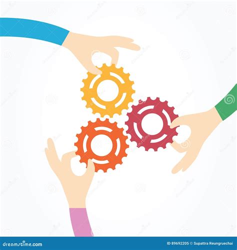 Three Hands Holding Gears Together Stock Illustrations 5 Three Hands