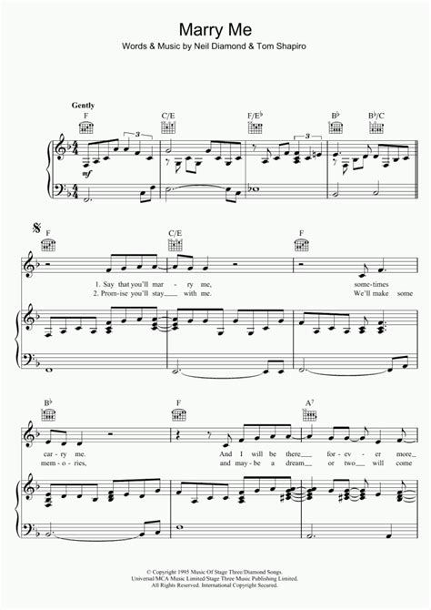 Marry Me Piano Sheet Music | OnlinePianist