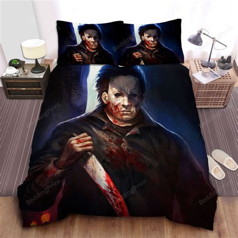 Bloody Michael Myers In Acrylic Painting Bed Sheets Duvet Cover Bedding