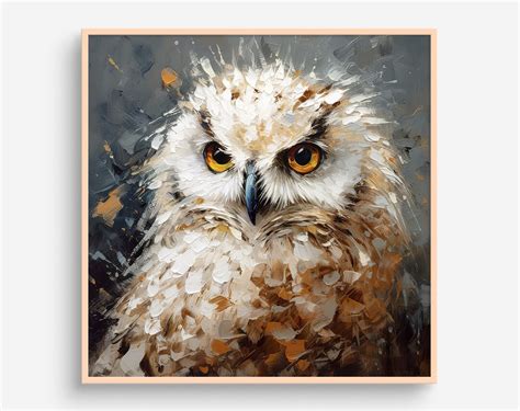 White Owl Oil Painting Forest Bird Artwork Animal Wall Art Wild Bird PRINT From an Oil Painting ...