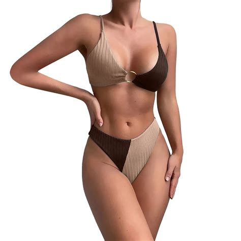 Sunizaiyi Womens Sexy Bikini Triangle Two Piece Swimsuit Color Block