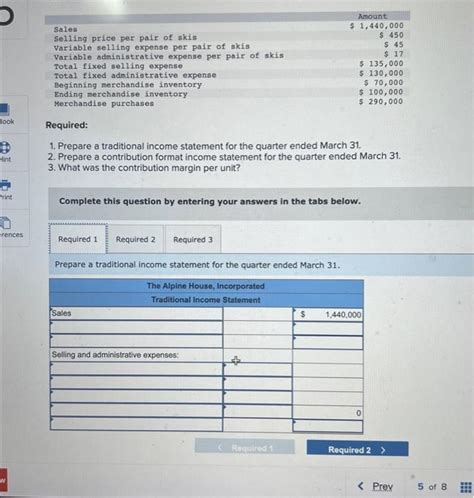 Solved Required 1 Prepare A Traditional Income Stateme