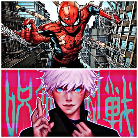 Spider Man Marvel Comics Vs Satoru Gojo Jujutsu Kaisen Battle